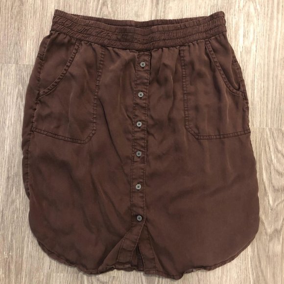 Prana Shelly Button-front Skirt, Maroon M - Picture 2 of 3